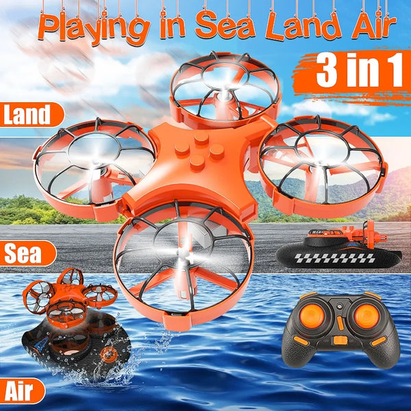 3 in 1 RC Drone Quadcopter (Land Sea & Air)